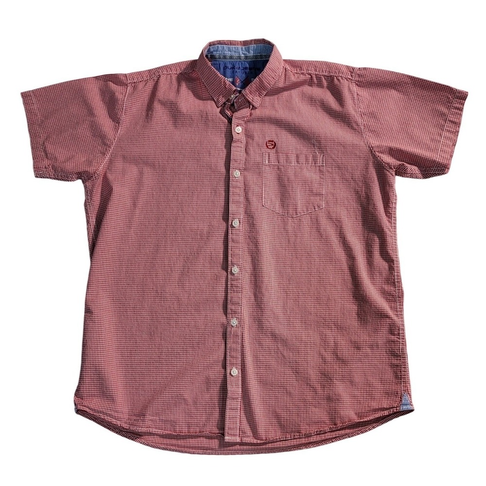 Duke Jeans Men's  Causal Gingham Button Down Short Sleeve Casual Shirt size 42